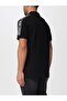 Men's Regular Fit Shoulder Logo Stripe Cotton Short Sleeve Black Polo Collar T-Shirt - 2