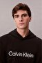 Men's Relaxed Fit Hooded Logo Printed Sweatshirt - Black - 3