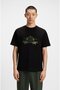 Men's Comfortable Fit Round Neck 100% Cotton Embroidered Patterned Short Sleeve Black T-Shirt