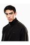 Men's Stand Collar Long Sleeve Elastic Waist and Cuffs Pocket Detail Relaxed Fit Black Tracksuit Set - 2