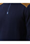 Men's Regular Fit Patterned Shoulders Wool Stand Collar Knitwear Navy Blue Knitwear - 5