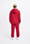 Men's Basic Solid Hooded Oversize Washed Red Sweatshirt - 8