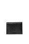 Men's Shiny Surface Horizontal Line Embroidered Leather Black Wallet
