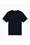 Men's Delicate Processed Logo Short Sleeve Crew Neck Cotton Navy Blue T-Shirt - 3