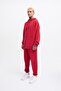Men's Basic Solid Hooded Oversize Washed Red Sweatshirt - 6
