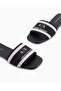 Women's Upper Surface Stripe Line Detailed Mini Heel Embossed Black Slippers Xdp056 Xv922-00002 - 4