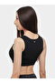 Women's Knitted Open Round Neck Slim Fit Crop Black T-Shirt - 3