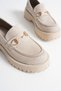 Buckle Detailed Beige Suede Casual Loafer Shoes Tr10Ms04D - 5