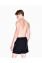 Men's Waist-Tie Short Pocketed Lined Navy Blue Swimsuit - 2