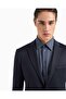 Men's Wool Blend Jersey Fabric Slim Fit Single Button Straight Leg Navy Blue Suit - 4