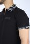 Men's Polo Collar Short Sleeve T-Shirt with Zipper Detail in Black - 4