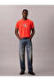 Men's Regular Fit Round Neck Ck Logo Printed Cotton Short Sleeve Orange T-Shirt - 4
