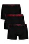 Men's Cotton Elastic Waistband with Logo, 3-Piece Black Boxer Set, 3-Piece