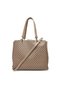 Women's Emporio Armani Lettering and Logo Patterned Wide Short and Long Strap Beige Shoulder Bag Y3D158 Yws0E-F107 - 2
