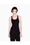 Women's Woven Fabric Regular Fit Strappy Ax Logo Embroidered Black T-Shirt