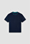 Men's Round Neck Regular Fit 100% Cotton Short Sleeve Navy Blue T-Shirt - 2