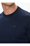 Men's Brand Logo Cotton Regular Fit Daily Navy Blue2 T-Shirt - 4