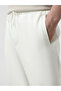 Men's Regular Cut Cotton White Sweatpants with Elastic Waist and Cuffs - 4
