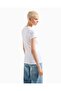 Women's Short Sleeve V-Neck Woven Fabric White T-Shirt - 2