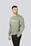 Men's Round Neck Regular Fit Woven Fabric Printed Long Sleeve Khaki Sweatshirt - 2
