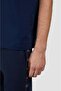 Men's Regular Cut 100% Organic Cotton Zippered Navy Blue Polo Neck T-Shirt - 7