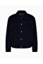 Men's Regular Fit Notched Collar Jacket with Logo Detail and Snap Pockets in Navy Blue - 6