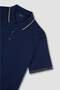 Men's Regular Fit Thin Pique Cotton Short Sleeve Blue-Gold Polo Collar T-Shirt - 6