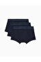 Men's Elastic Waist Cotton Slim Fit 3-Piece Navy Blue Boxers