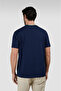 Men's Round Neck Regular Fit 100% Cotton Short Sleeve Navy Blue T-Shirt - 4
