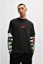 Men's Round Neck Double Logo Short Sleeve Black T-Shirt