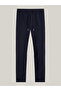 Men's Woven Fabric Regular Waist Straight Model Navy Blue Trousers - 5