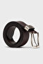 Men's 100% Leather Brand Logo Brown Belt - 3