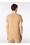 Men's Woven Fabric Short Sleeve Plain Model Brown T-Shirt - 3