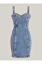 Women's Denim Logo Casual Blue Dress - 5