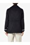 Men's Brand Logo Long Sleeve Comfortable Navy Blue Coat - 3