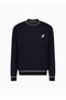 Men's Cotton Woven Fabric Brand Logo Navy Blue Sweater - 5