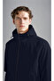 Men's Hooded Zipper Closure Pocketed Long Sleeve Navy Blue Coat - 4
