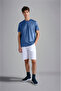 Men's Brand Logo Cotton Regular Fit Casual Blue T-Shirt - 4