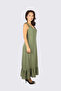 Women's Regular Fit V-Neck Sleeveless Flowy Hem Khaki Dress - 2