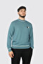 Men's Cotton Woven Fabric Brand Logo Blue Sweater - 3