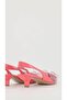 Women's Short Heeled Pink Classic Heeled Shoes with Back Strap - 6