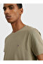 Men's Woven Fabric Short Sleeve Plain Model Khaki T-Shirt - 3