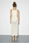 Women's Ecru V-Neck Slit Detailed Openwork Dress 60261558 - 5