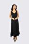 Women's Regular Fit V-Neck Sleeveless Flowy Hem Black Dress