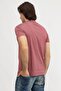 Men's Patterned Round Neck Short Sleeve Red T-Shirt - 4