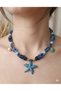 Foulard Bandana Necklace Sea Star Oyster Pearl Polymer Clay Women's Necklace Blue Fabric - 2