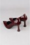Seç 861 Genuine Leather Stiletto (9cm) Burgundy Patent Leather - 5