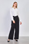 Women's Ruffled Front Long Sleeve Shirt - White - 4