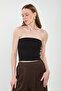 Woman Stretch Fabric strapless body - black