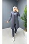 3-Piece Hijab Tunic Pants and Vest Set – Two-Thread Cotton Fabric N-05452 _ Gray - 2